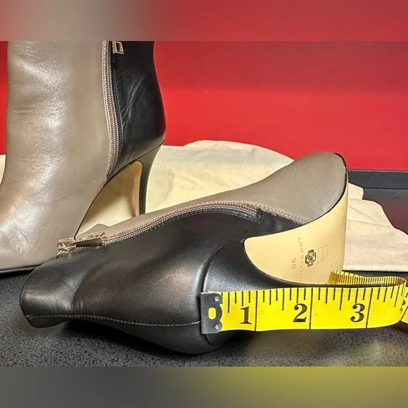 Ann Taylor Ankle Booties Black & Taupe Leather 3.5” Stiletto Heels Women’s Sz 9M - Picture 11 of 13